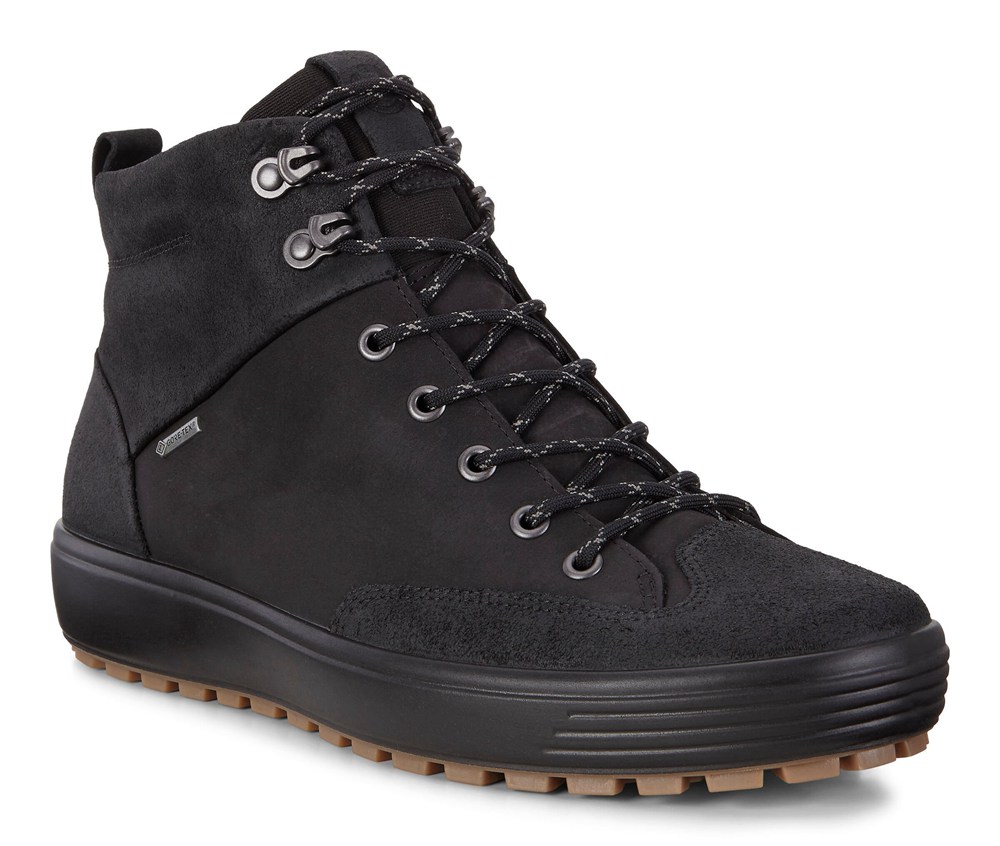 ECCO Mens Boots Black - Soft 7 Tred Gtx High - ACS-247689